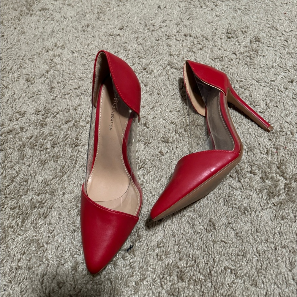 Red and clear heels